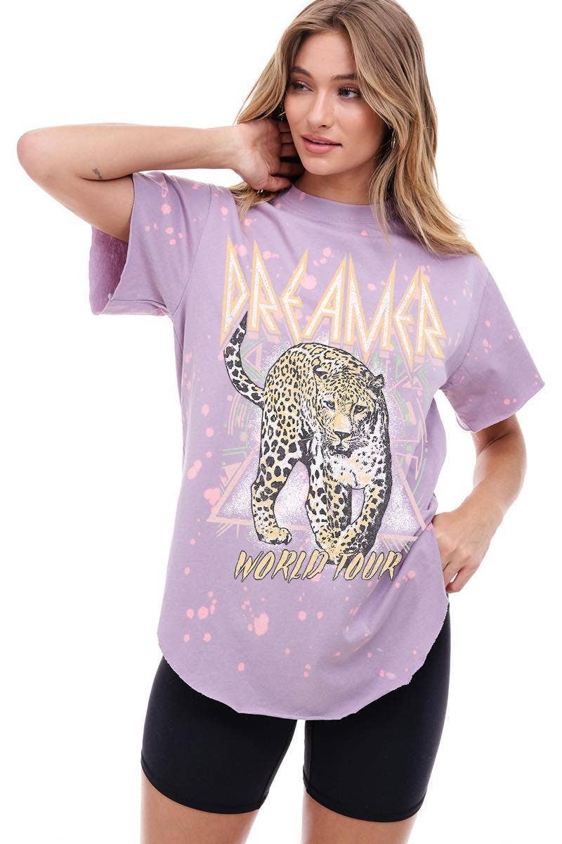 Zutter Dreamer World Tour Cheetah Graphic Bleached Top