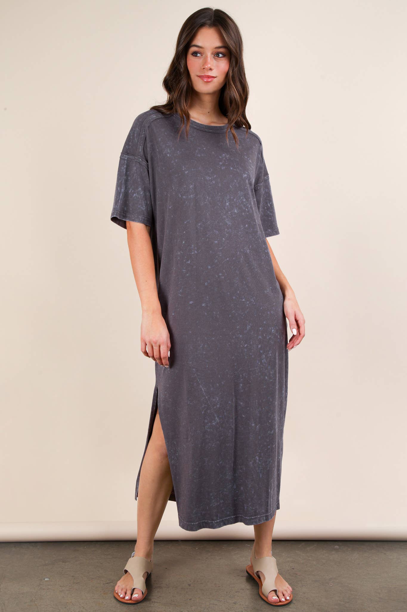 Very J Mineral Washed T-shirt Dress