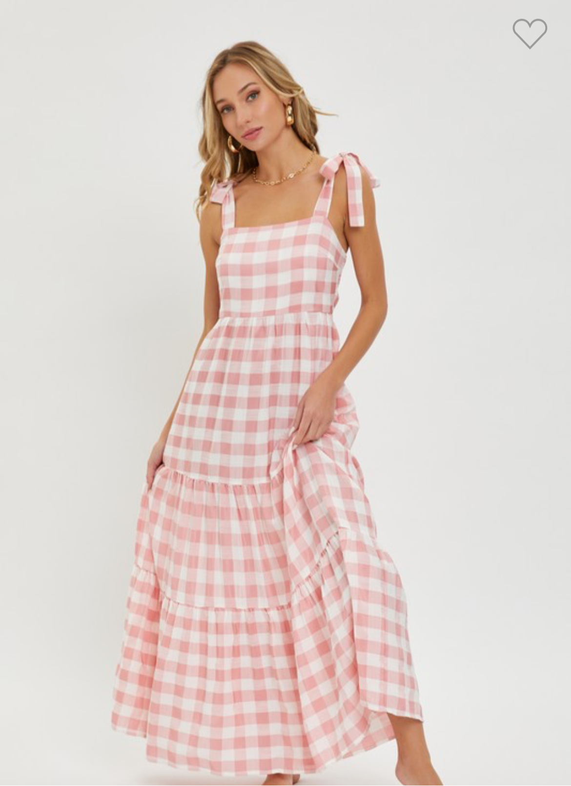 Sweet lovely by Jen Pink Gingham Maxi Dress