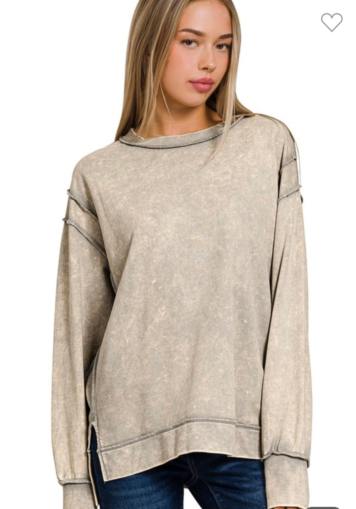 Zenana Acid wash sleet terry sweatshirt