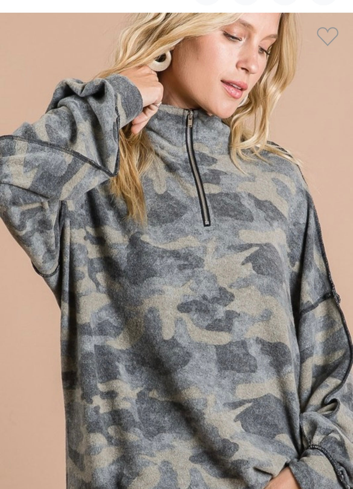 Bibi camo half zip pullover