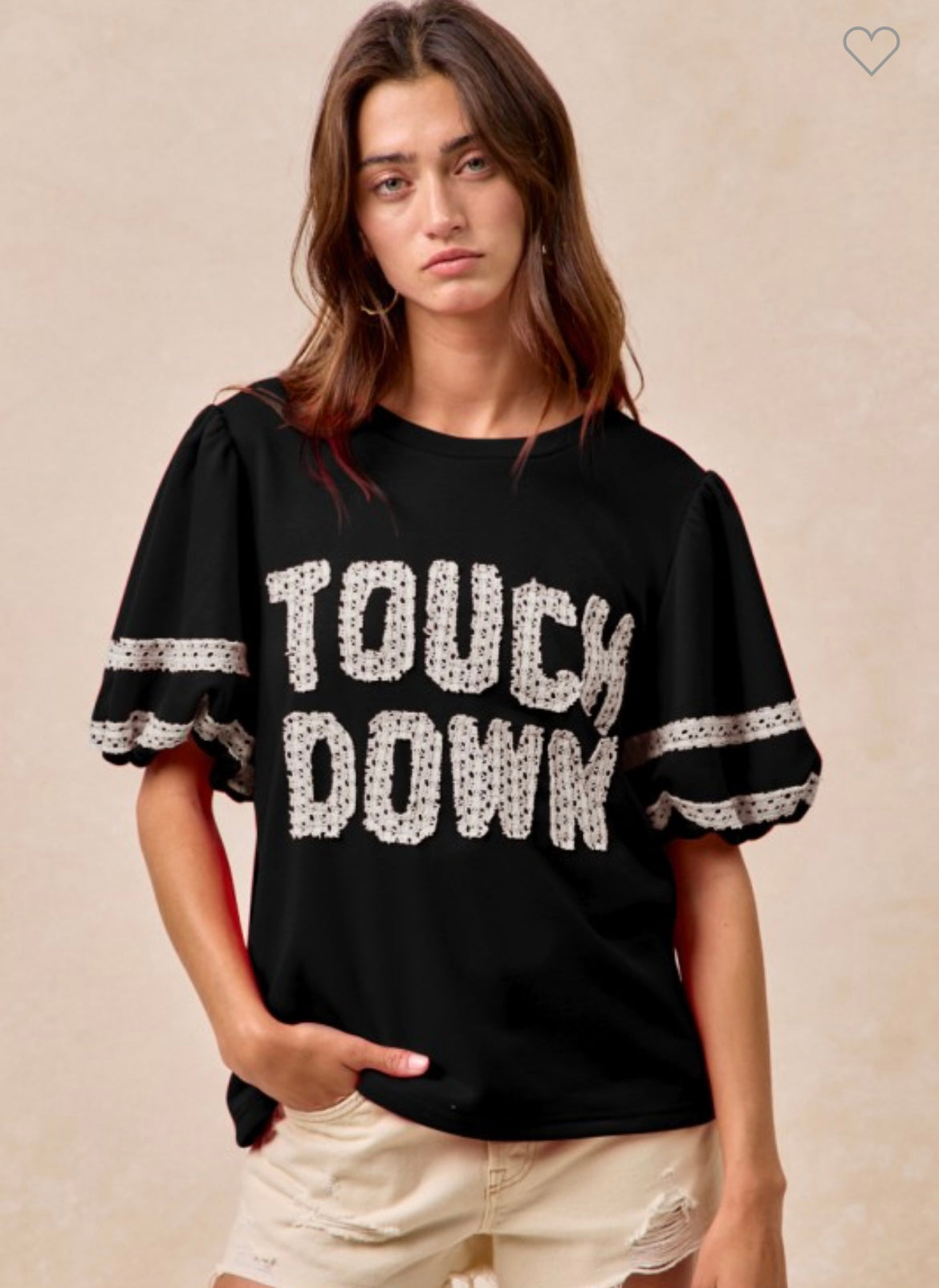 Bibi Touchdown Puff Sleeve Top