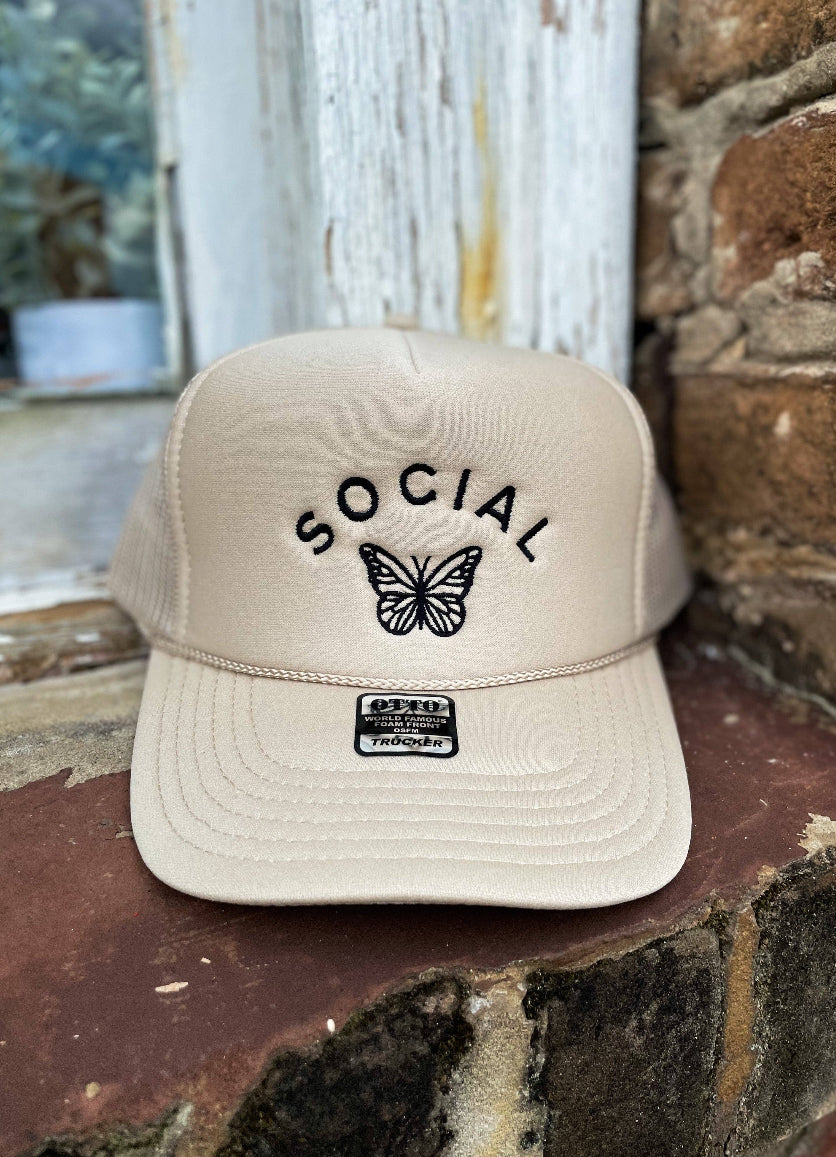 Social butterfly foam trucker hat