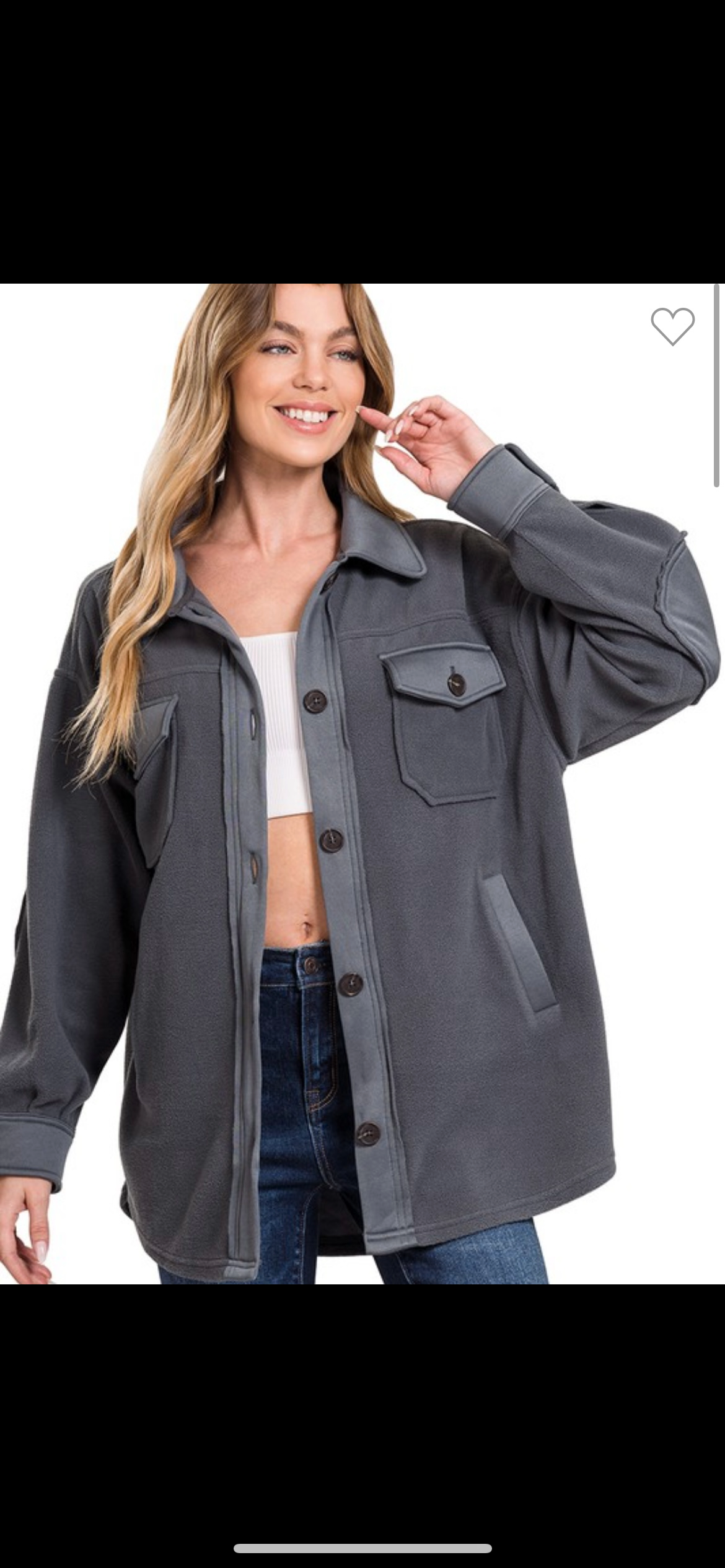 Zenana ash grey Shacket