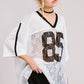 85 Graphic Jersey Top with Lace Contrast