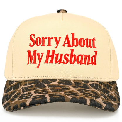 C.C SORRY ABOUT MY HUSBAND Letter Two Tone Trucker Hat