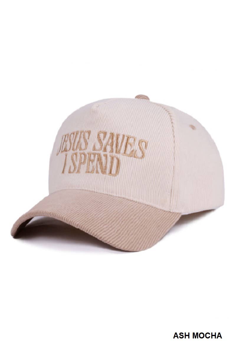 Jesus Saves I Spend Two Tone Corduroy Trucker