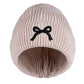 Black Bow Embroidered Cuff Beanie