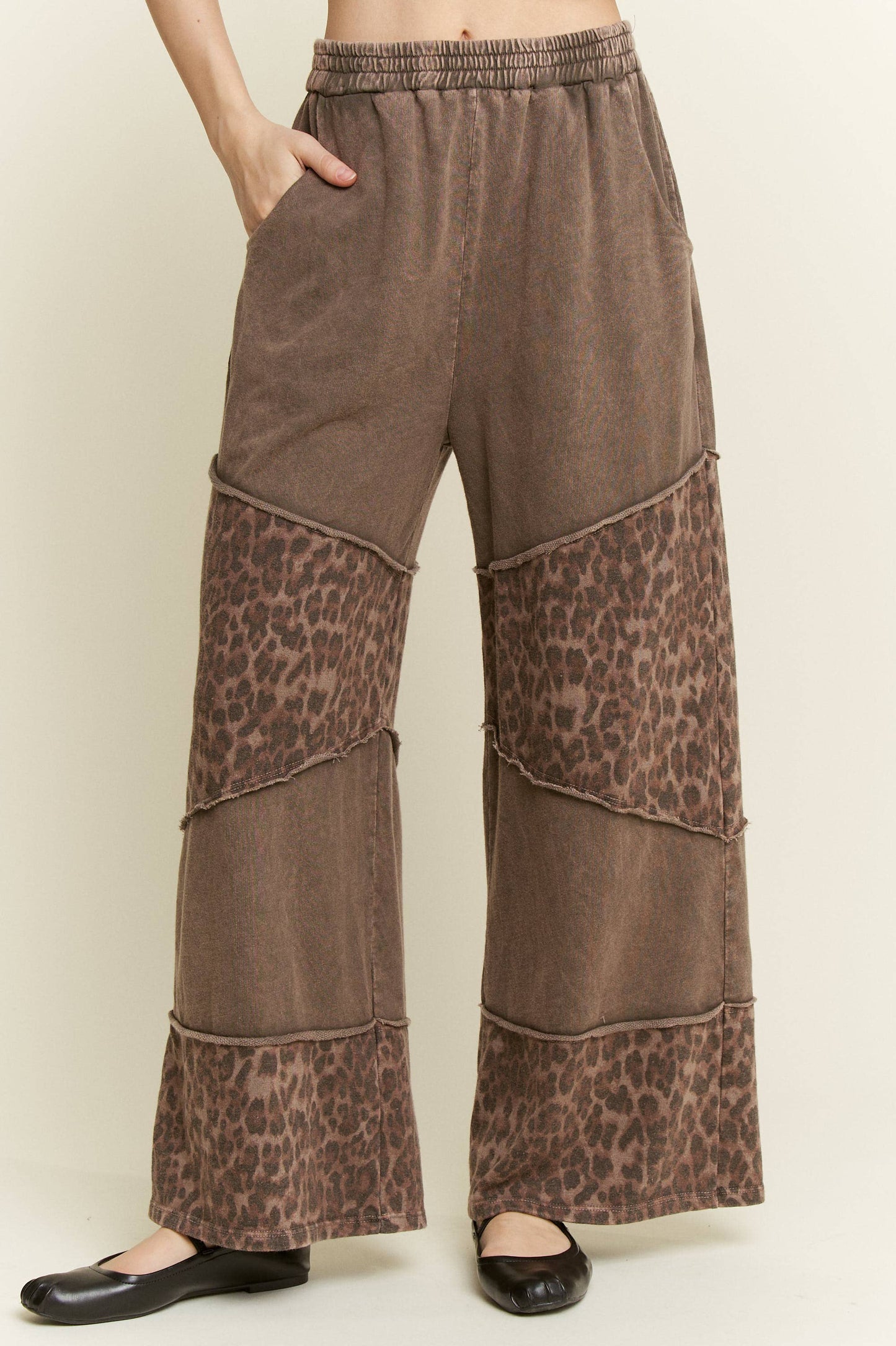 J.her Mineral Washed Leopard tier Sweatpants