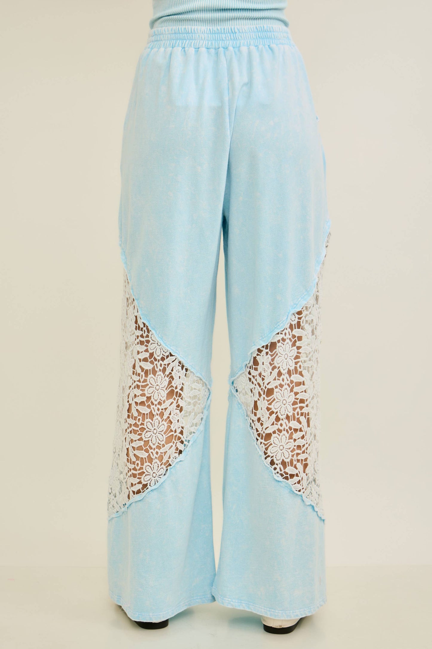 J. Her Mineral Washed Red Floral Lace Pants HP7046