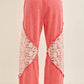 J. Her Mineral Washed Red Floral Lace Pants HP7046