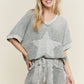 J. Her silver grey mineral washed star mesh top