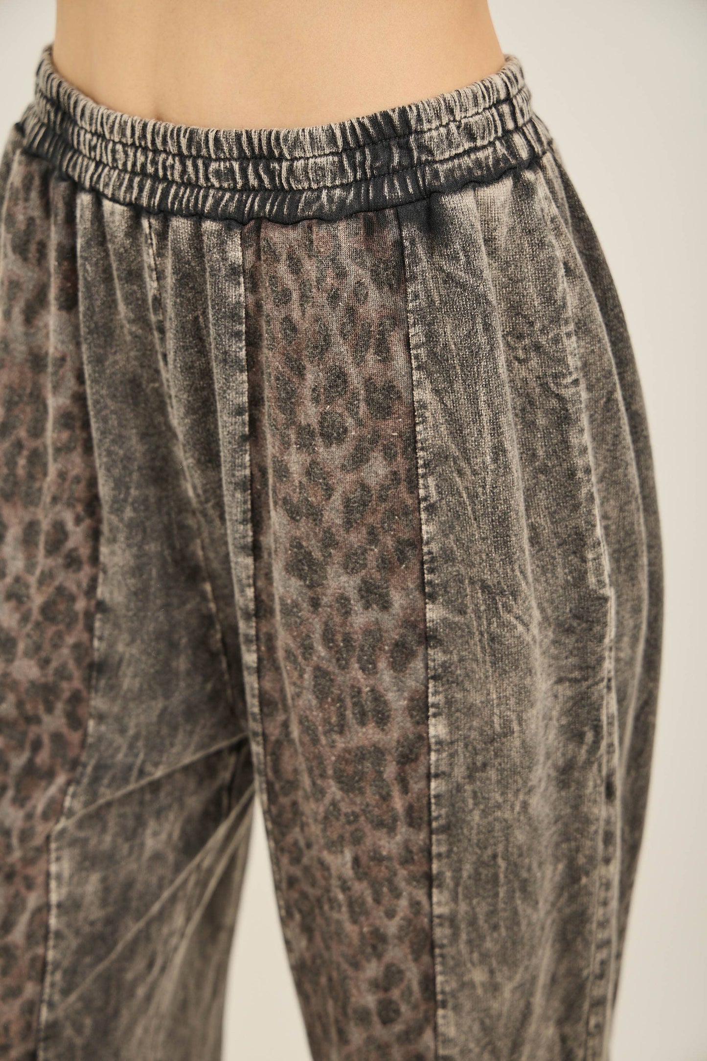 J. Her Mineral Washed Cheetah print Flare pants