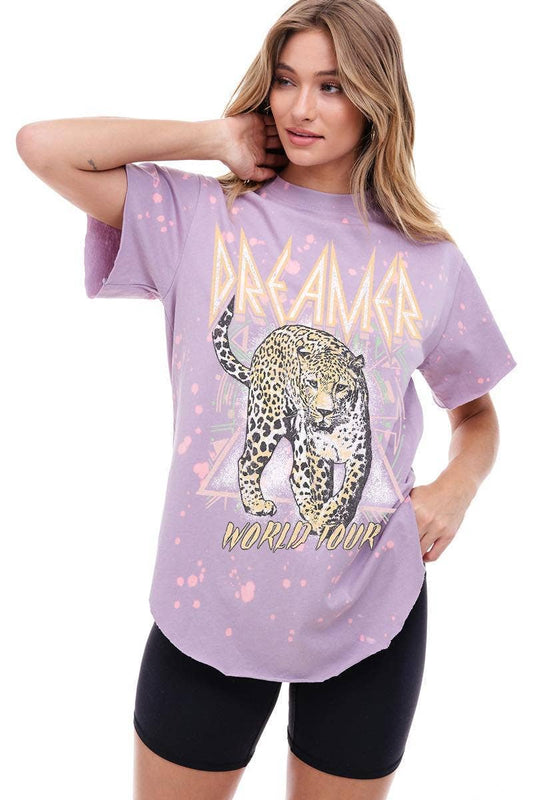 Zutter Dreamer World Tour Cheetah Graphic Bleached Top