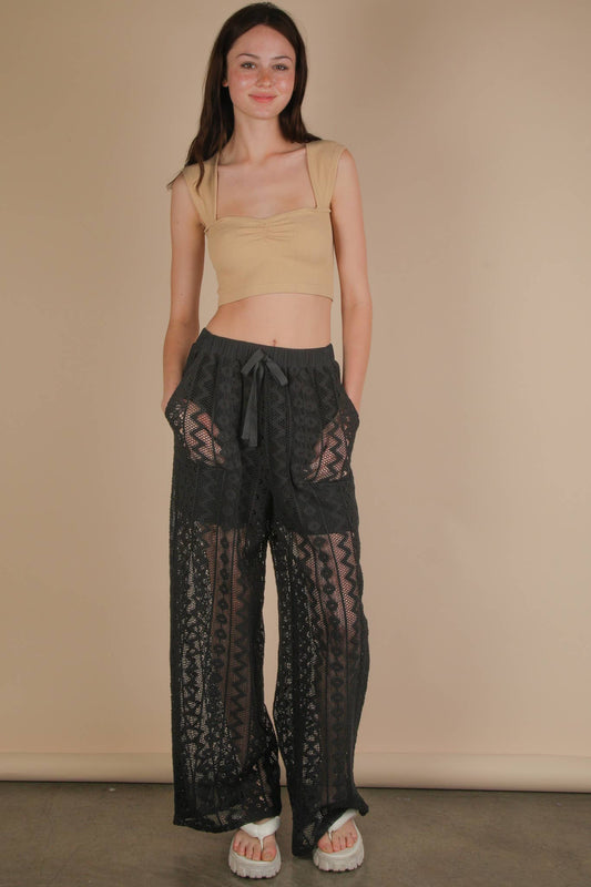 Very J Cotton Lace Bohemian Cargo Pants