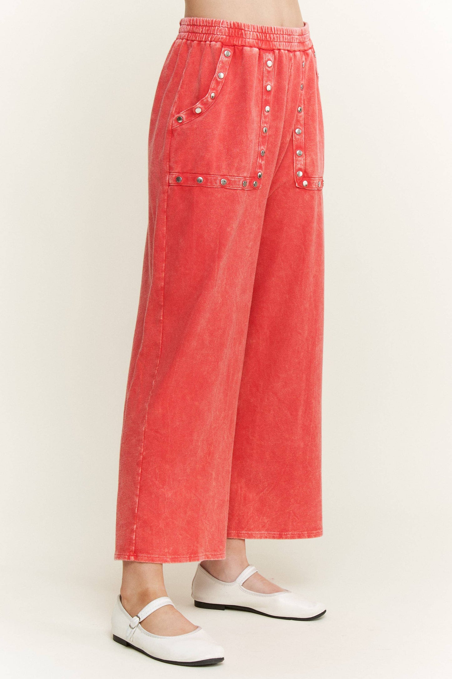 Mineral Washed Studded WideLeg Pocket Pants HP6549