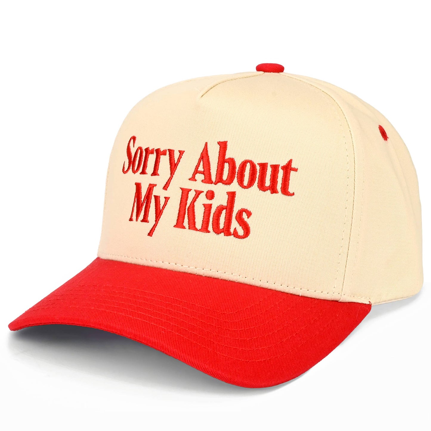 C.C SORRY ABOUT MY KIDS Letter Two Tone Trucker Hat
