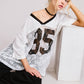 85 Graphic Jersey Top with Lace Contrast