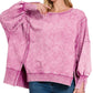 Zenana Acid Wash French Terry Oversized Sweatshirt