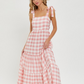 Sweet lovely by Jen Pink Gingham Maxi Dress