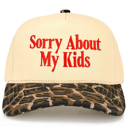 C.C SORRY ABOUT MY KIDS Letter Two Tone Trucker Hat