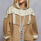 POL French floral terry gauze print patch trim hoodie