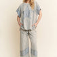 J. HER Mineral Washed Denim patched Wide Leg Pants
