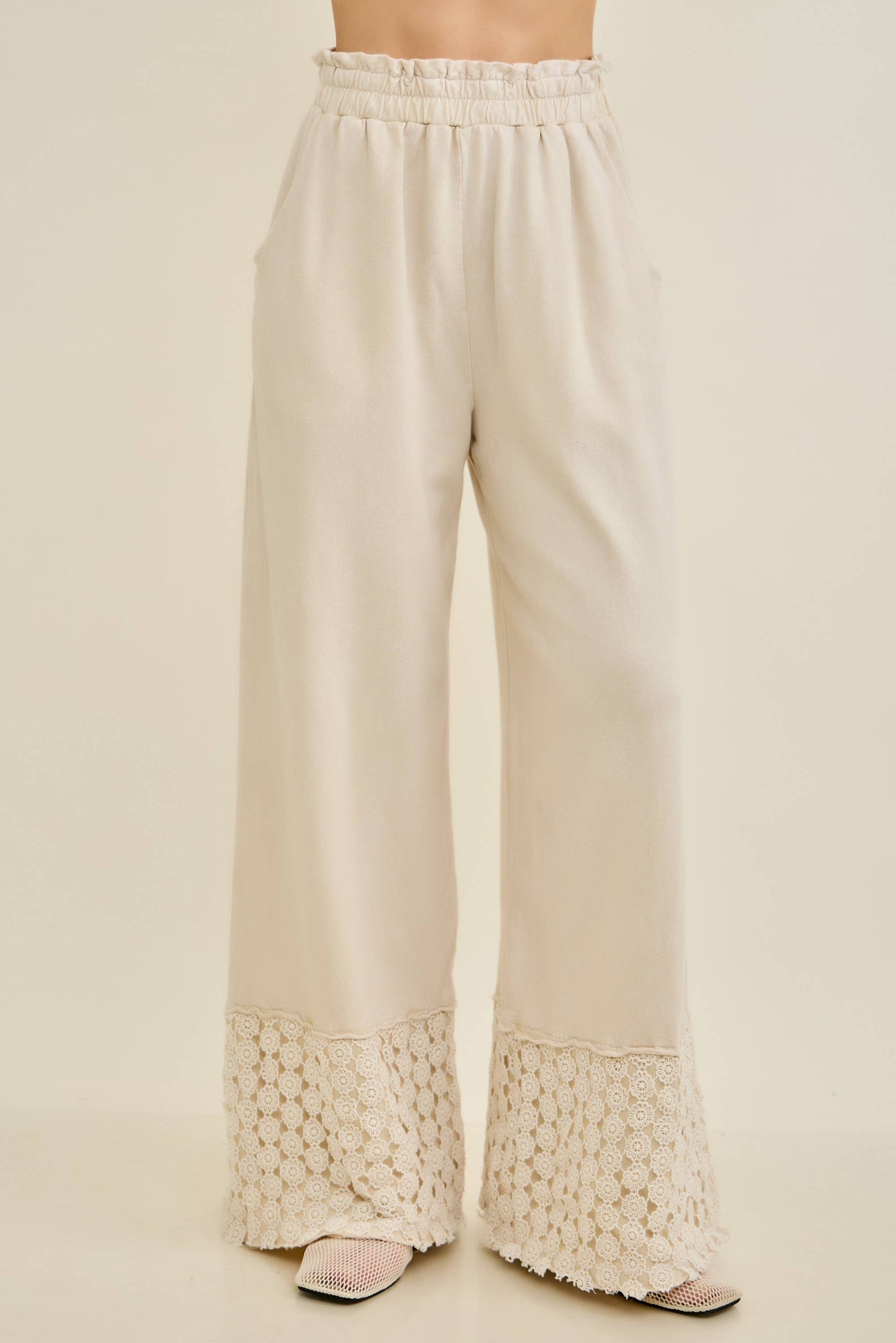 Mineral Washed Flower Daisy Trim LongLeg Pants HP6016P1
