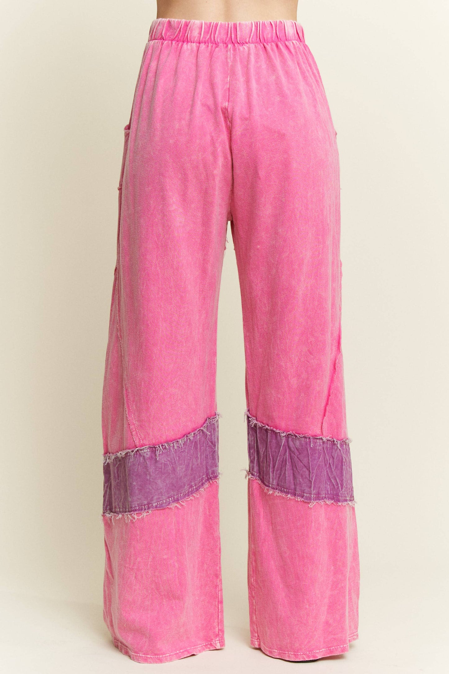 J. HER Mineral Washed Denim patched Wide Leg Pants