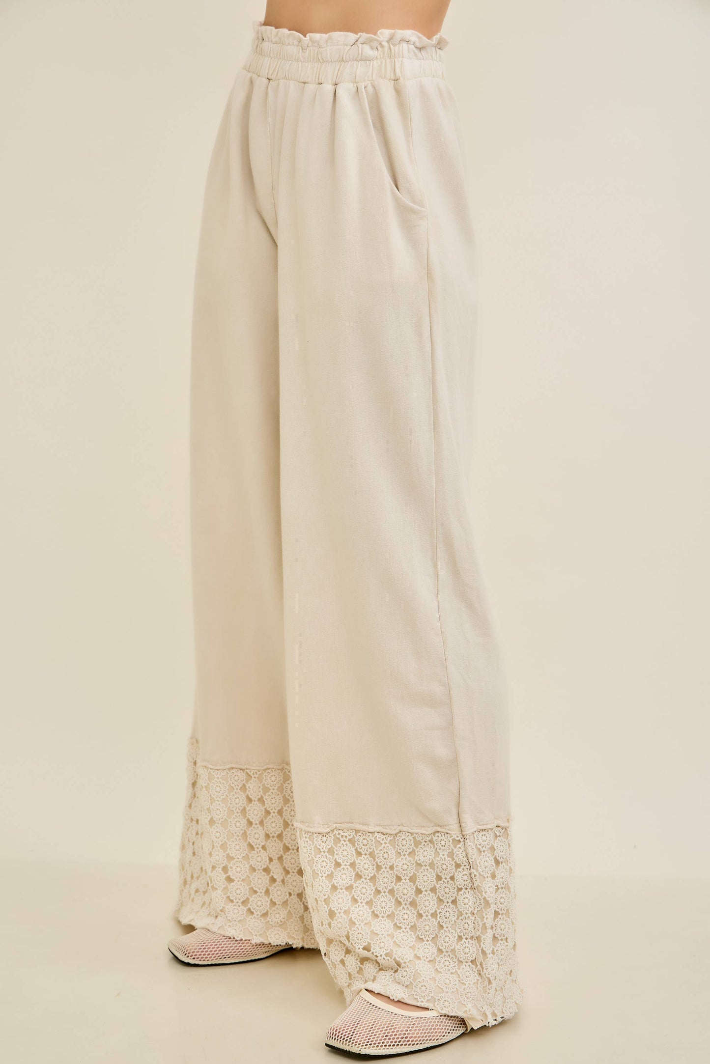 Mineral Washed Flower Daisy Trim LongLeg Pants HP6016P1