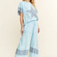 J. HER Mineral Washed Denim Star Sleeveless top HT6250