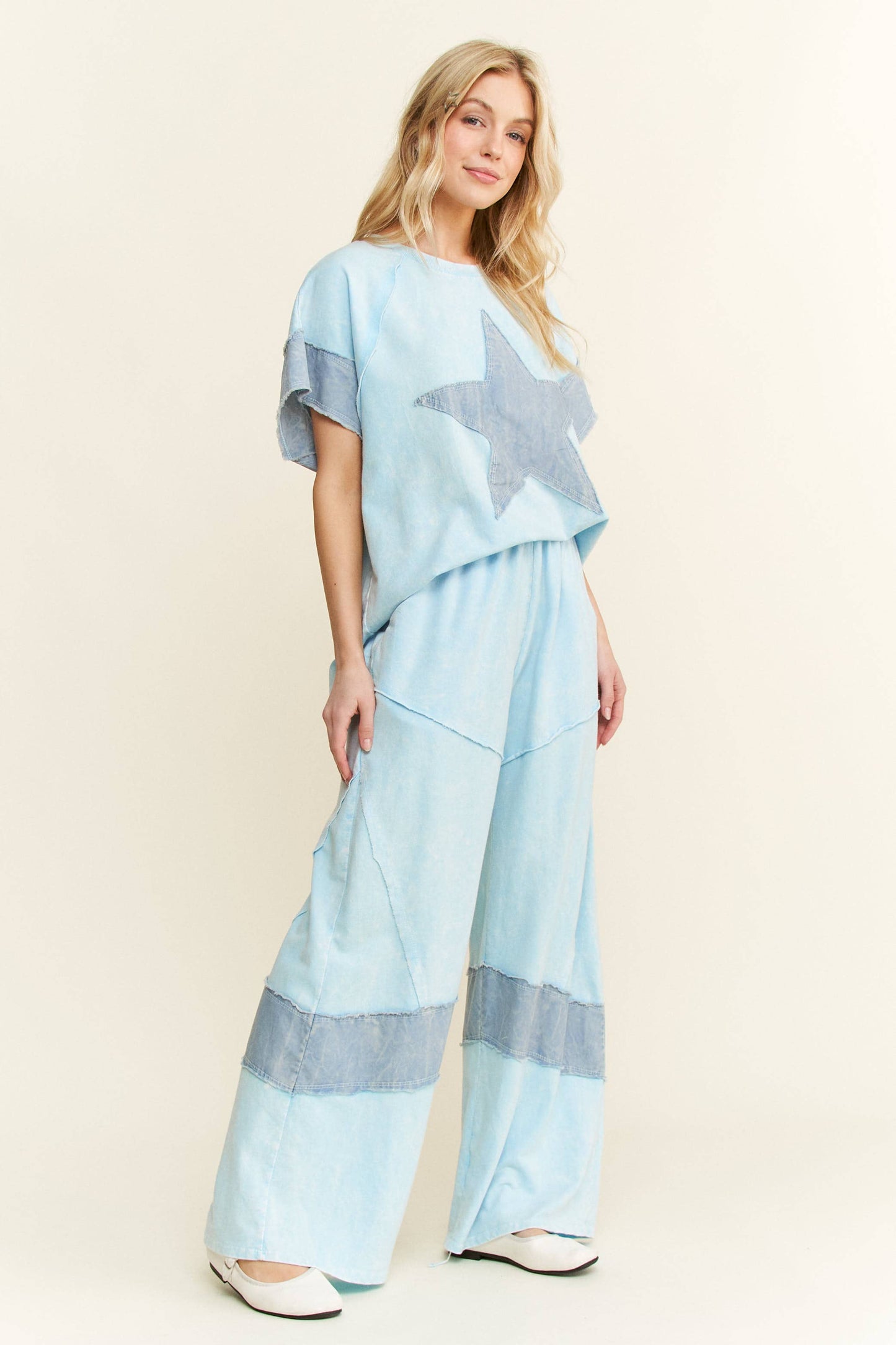 J. HER Mineral Washed Denim Star Sleeveless top HT6250