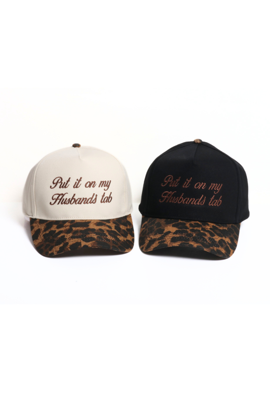 PUT IT ON MY HUSBAND'S TAB embroidery Leopard Brim Hat