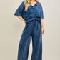 Mineral Washed Flower Daisy Trim LongLeg Pants HP6016P1