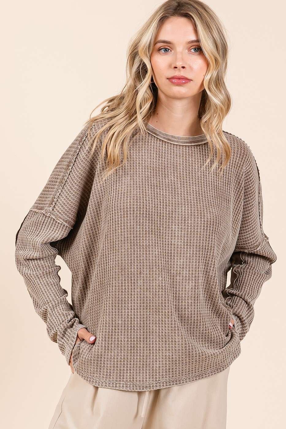 Mittoshop mineral washed waffle Top