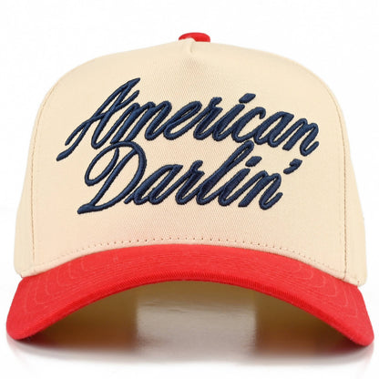 C.C AMERICAN DARLIN' Letter on Two Tone Trucker Hat