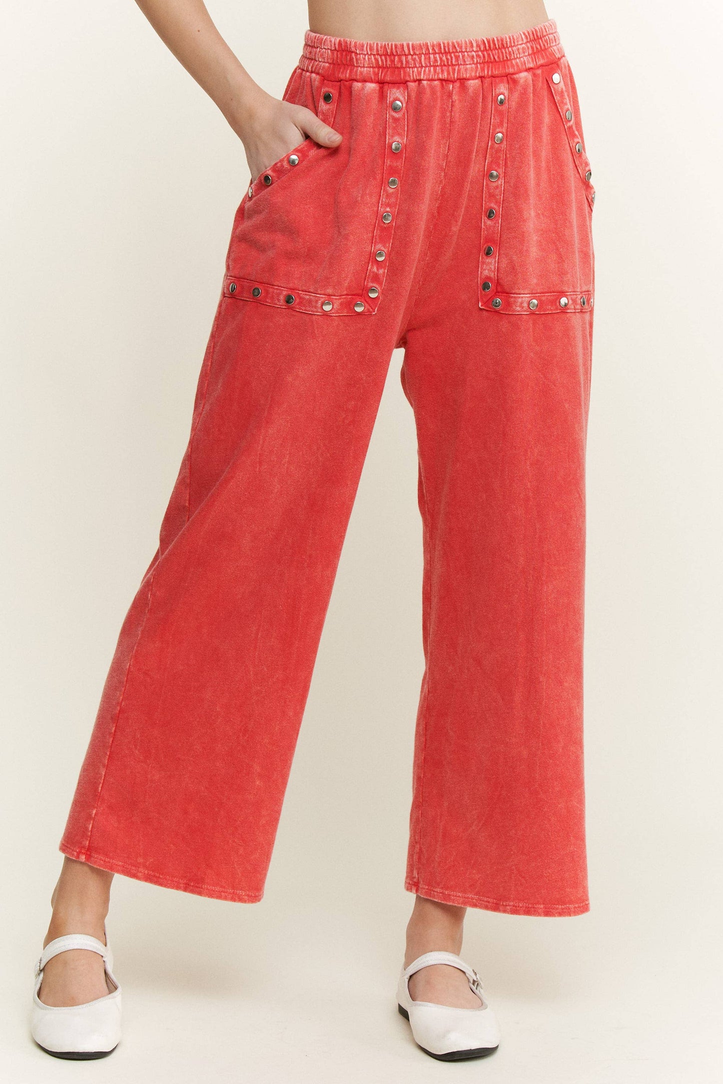 Mineral Washed Studded WideLeg Pocket Pants HP6549