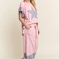 J. HER Mineral Washed Denim patched Wide Leg Pants