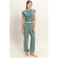 Rolled Sleeve Wrap-Front Crop Top And Jogger Set