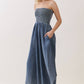 TENCEL SMOCKED ROUND HEM JUMPSUIT - VJU60429P