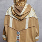 POL French floral terry gauze print patch trim hoodie