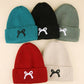 Black Bow Embroidered Cuff Beanie