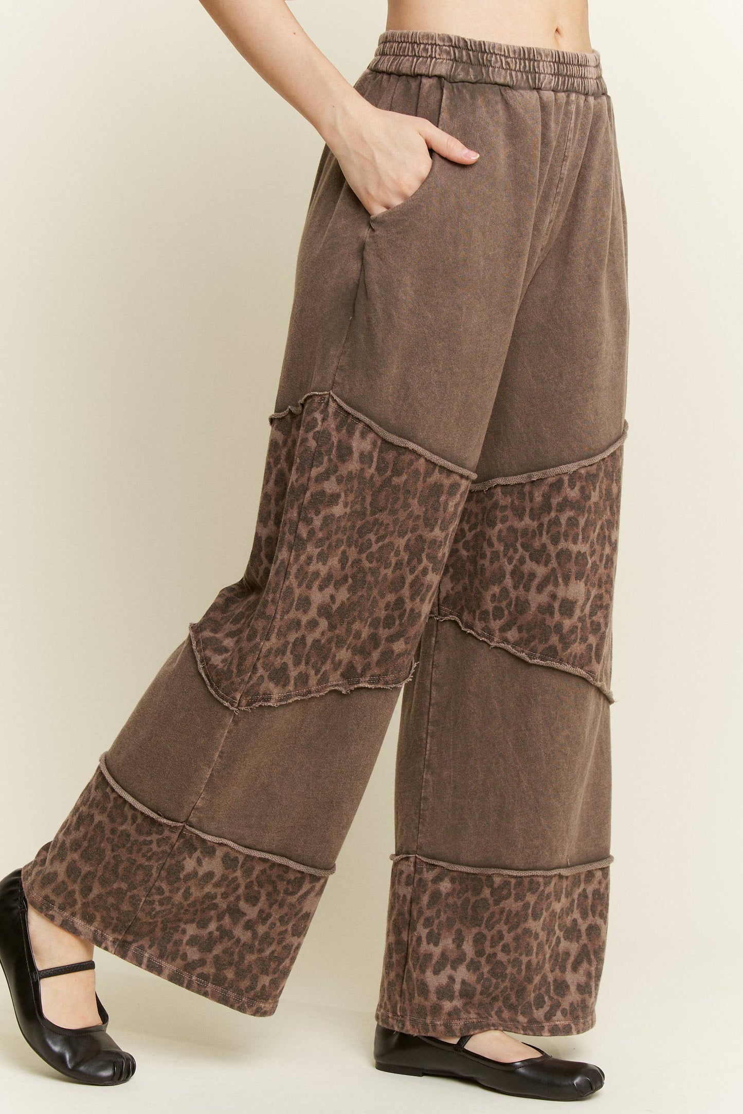 J.her Mineral Washed Leopard tier Sweatpants