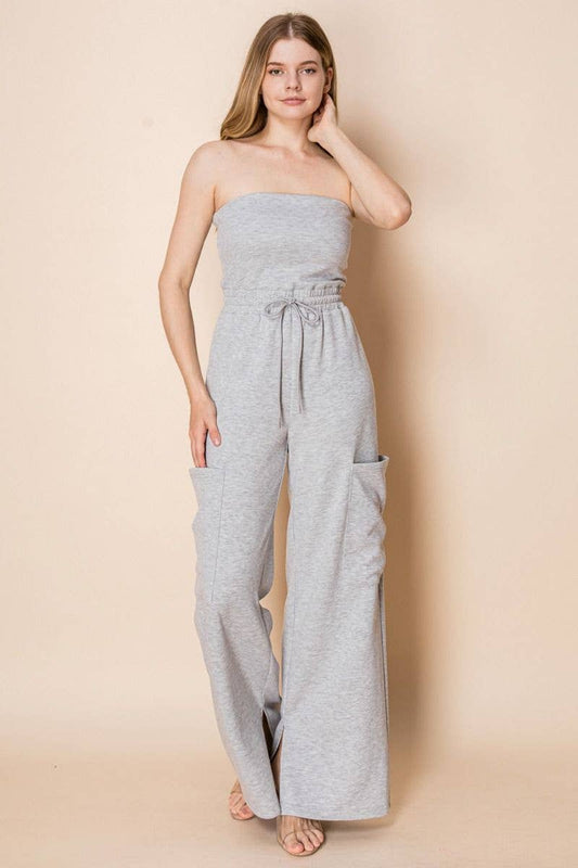 White Birch sleeveless Knit Jumpsuit