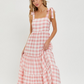 Sweet lovely by Jen Pink Gingham Maxi Dress