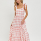 Sweet lovely by Jen Pink Gingham Maxi Dress