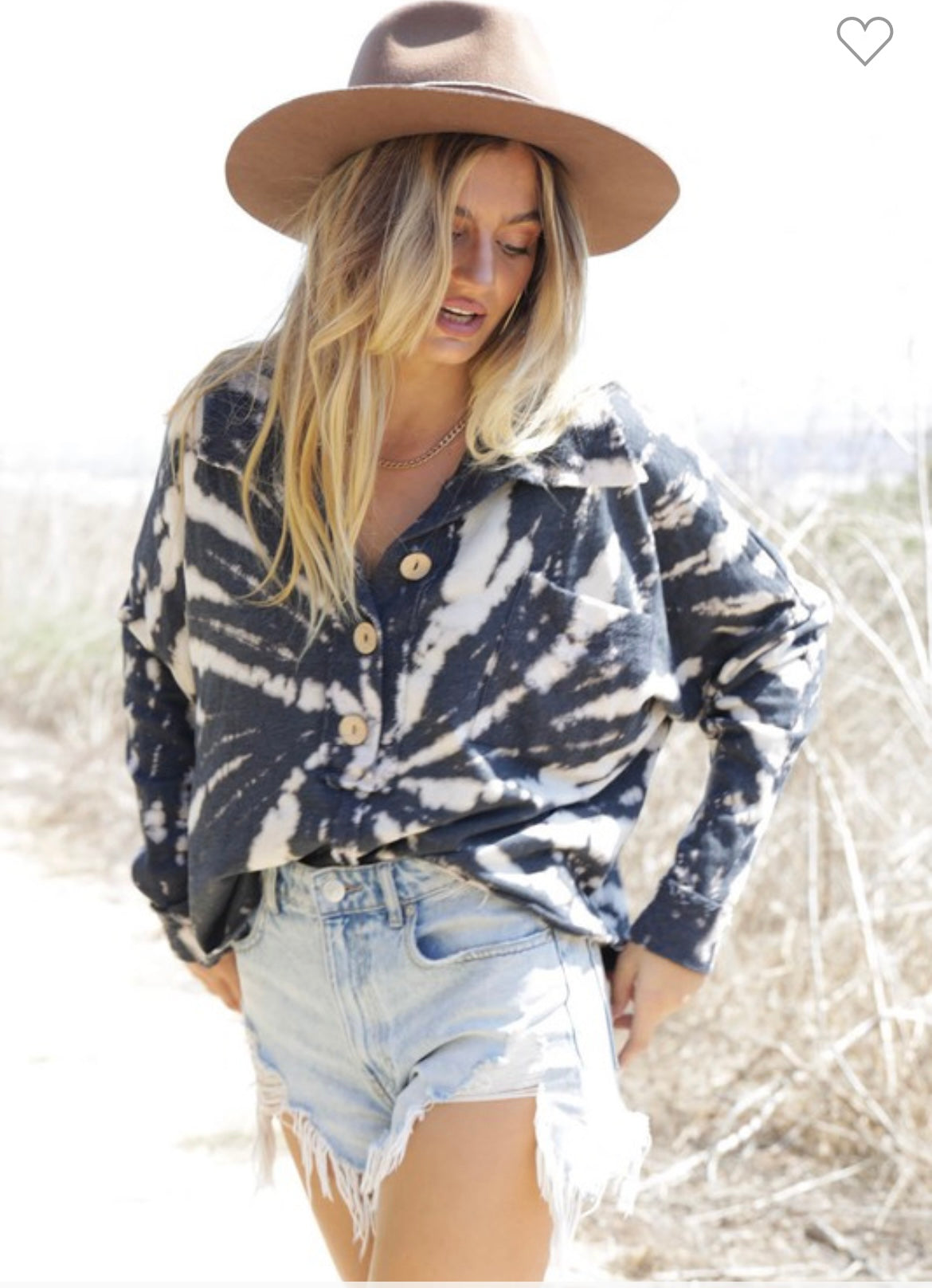 BlueButterCup Black Tie Dye Button up Shacket