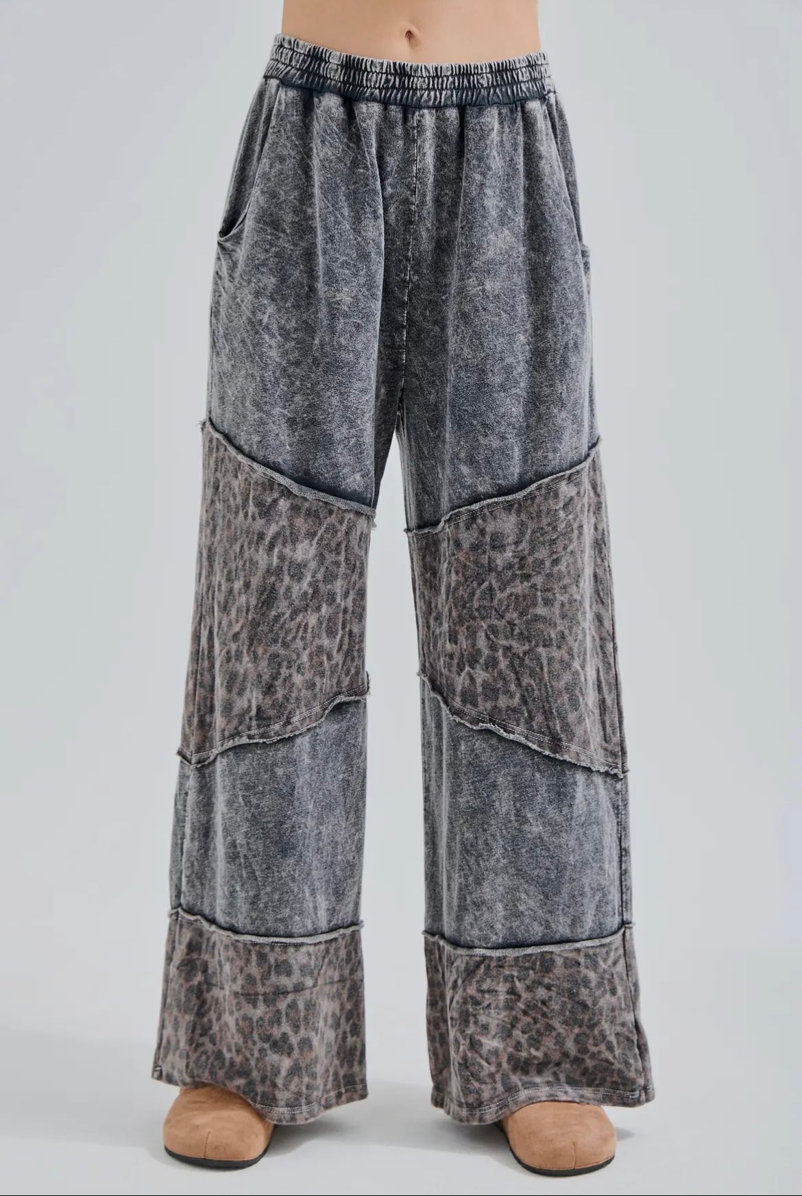 J.her Mineral Washed Leopard tier Sweatpants