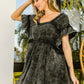 BIBI Mineral Washed Square-neck Ruffle Sleeve Dress