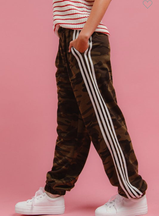BIBI Camo Sweatpants with White Stripes